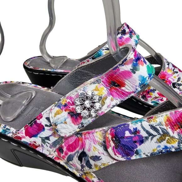 Alegria by PG Lite Loti Leather Blooms Floral Wedge Slide Sandal Multicolor 42 - Picture 11 of 12